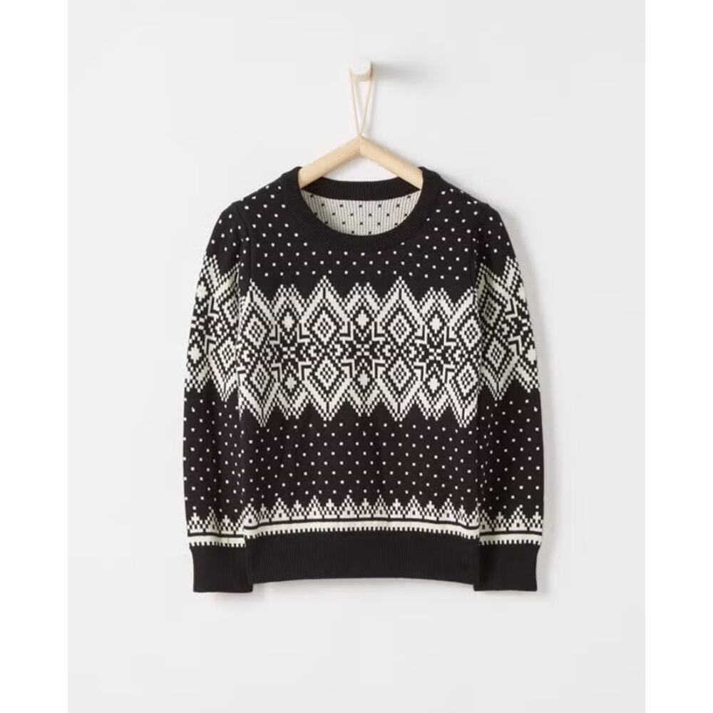 Hanna Andersson Kids Snö Happy Fair Isle Sweater Black & Cream Size 110 (US 5)